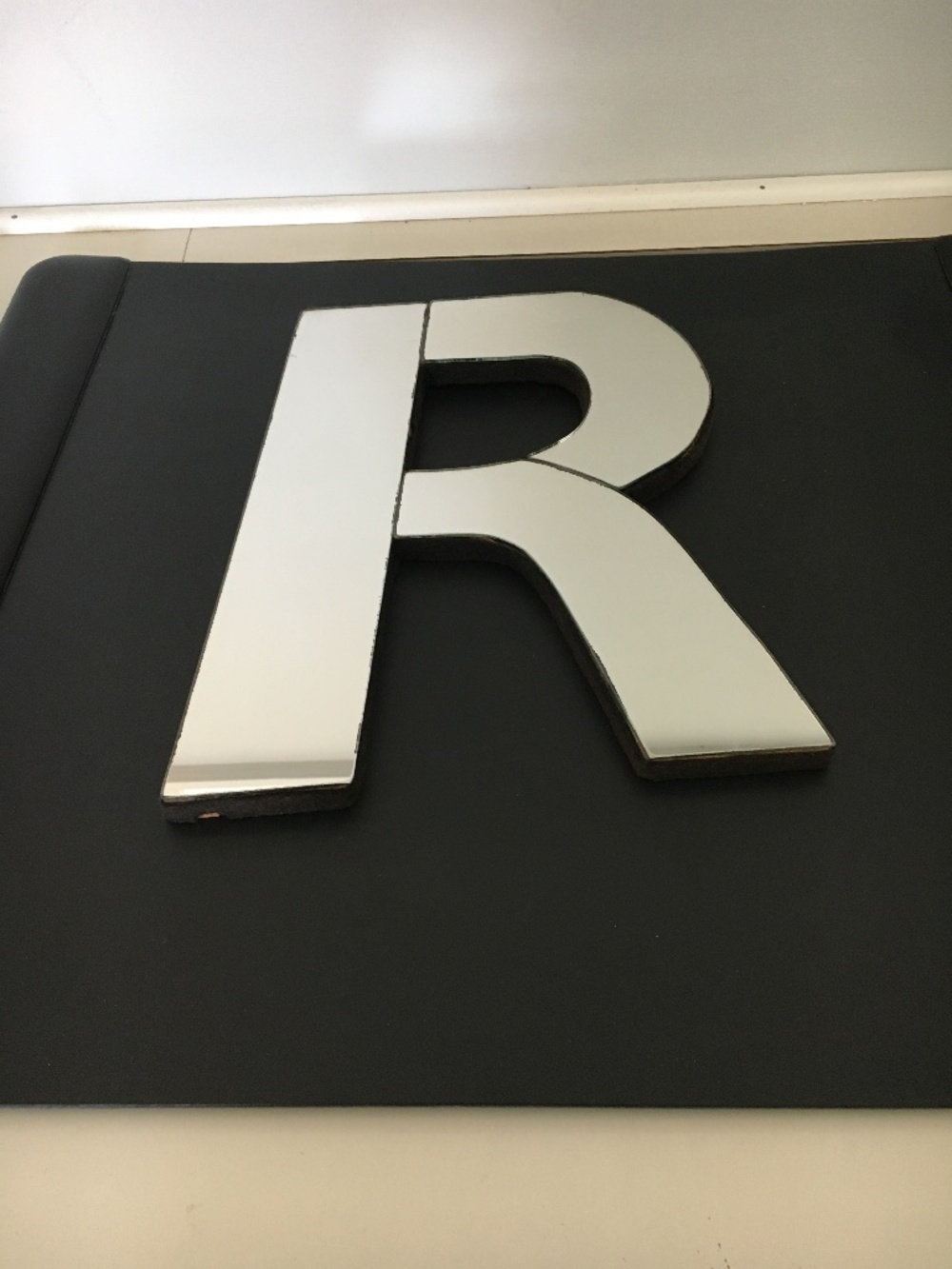 VINTAGE HANDMADE MIRRORED "R" LETTER